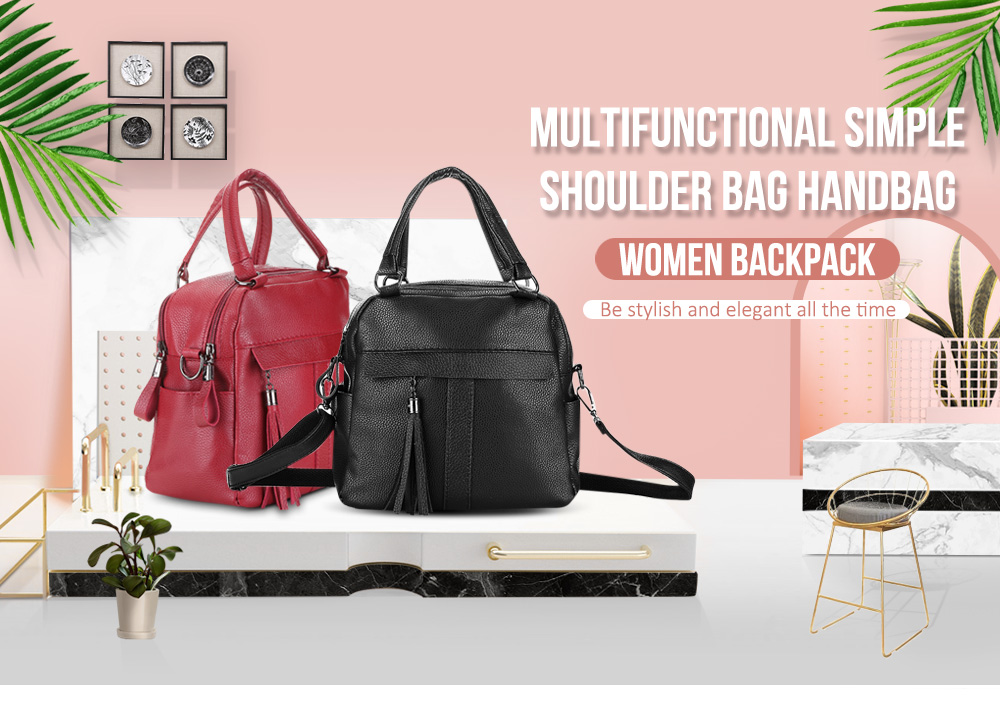 Guapabien Multifunctional Simple Shoulder Bag Handbag Women Backpack