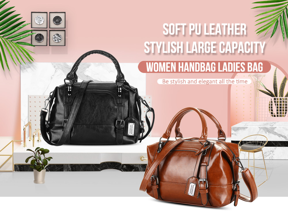 Soft PU Leather Stylish Large Capacity Women Handbag Ladies Bag