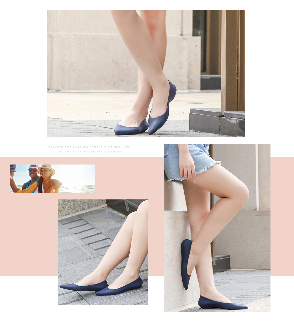 Pointed Toe Sandals Female Flat Shallow Mouth Matte Women Single Shoes