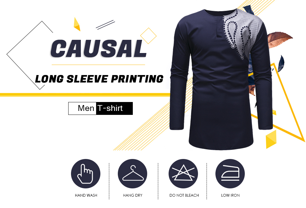 Causal Long Sleeve Printing Men T-shirt