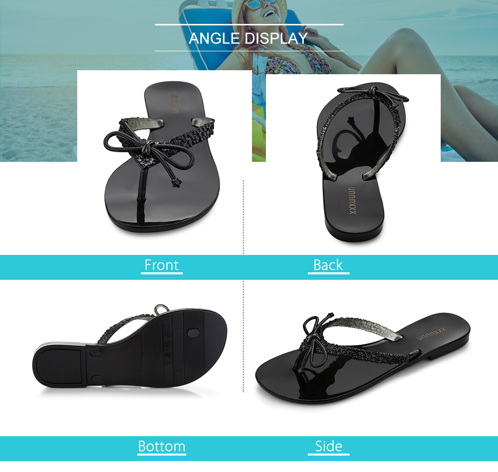 Flip-flops Female Bow Plating Casual Beach Shoes Non-slip Women Sandals