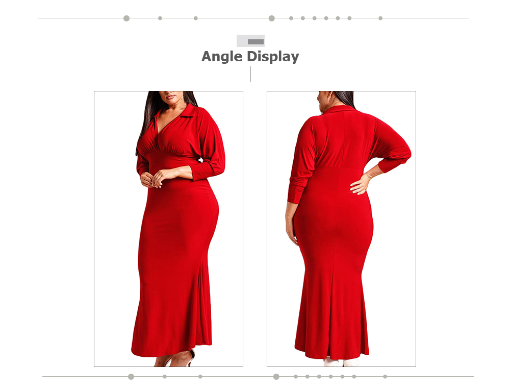 V-neck Collar Half Sleeve Stylish Women Long Dress