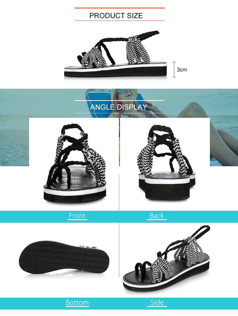 Hand-woven Knot Beach Open Toe Flat Women Sandals