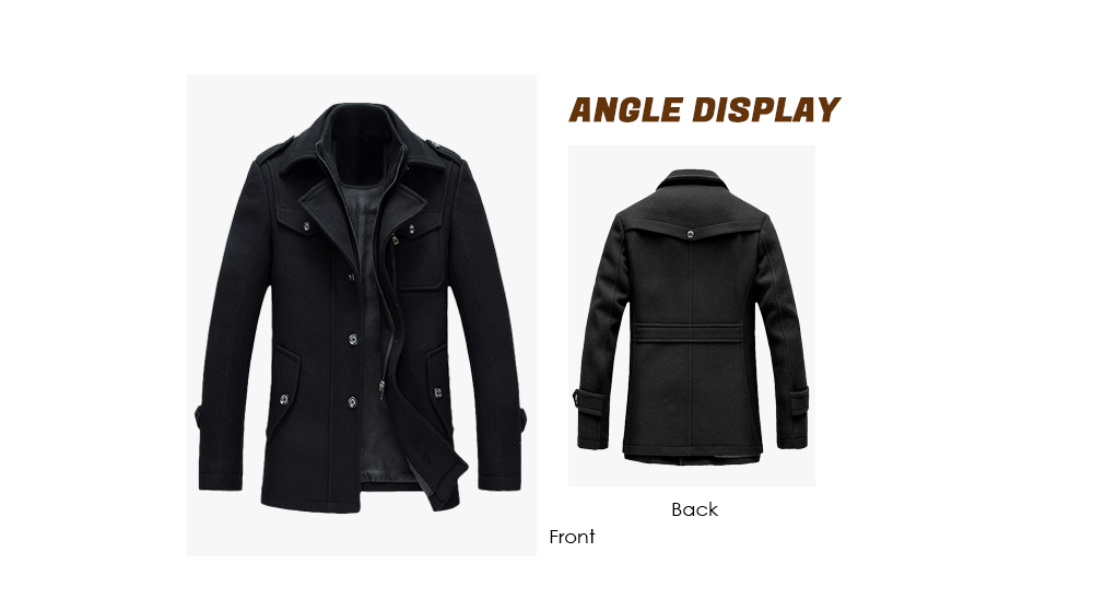 Men Business Causal Long Sleeve Zipper Button Coat