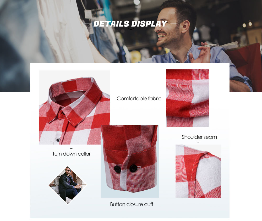 Fashion Slim Fit Lattice Turn Down Collar Long Sleeve Men Shirt