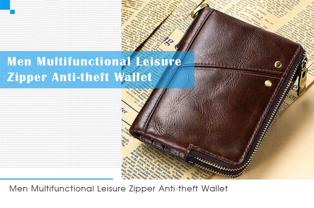 GZCZ Men Multifunctional Wallet Leisure Zipper Anti-theft
