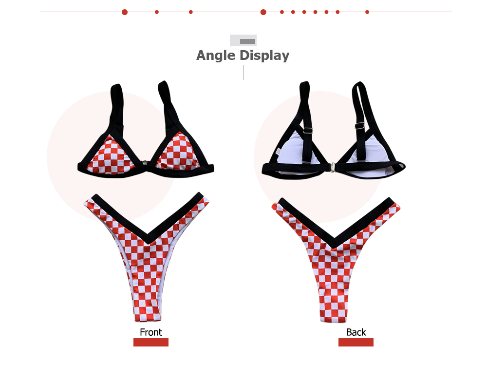 Women Sexy Plaid Leopard Patchwork Two-piece Swimwear Bikini Set