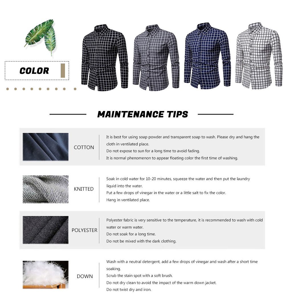 Casual Soft Slim Fit Style Plaid Men Long Sleeve Male Shirt