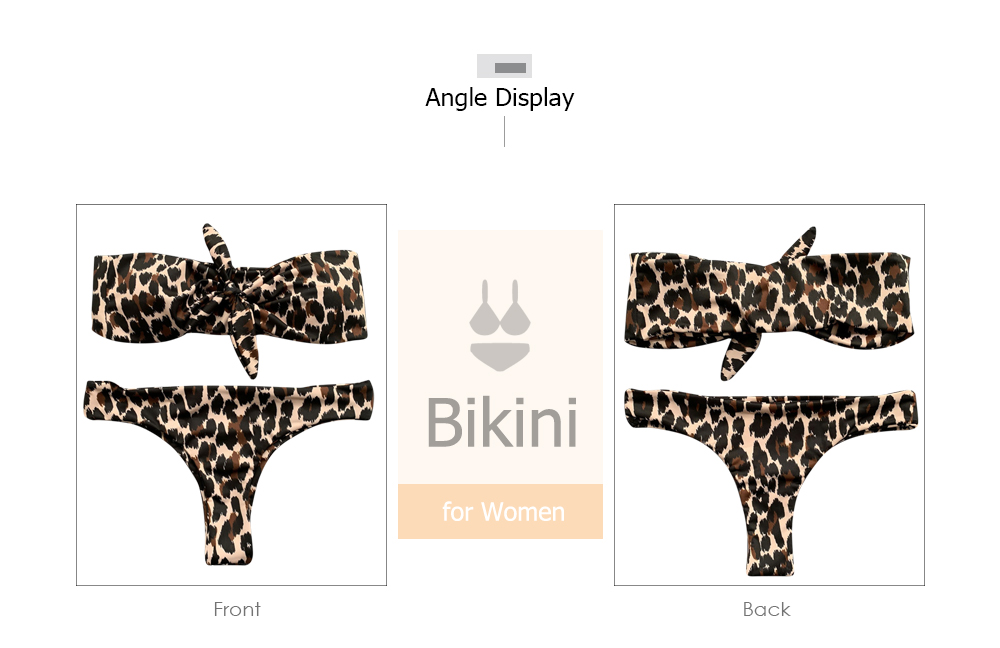 Women Animal Printed Knot Design Bikini Set Swimsuit Swimwear