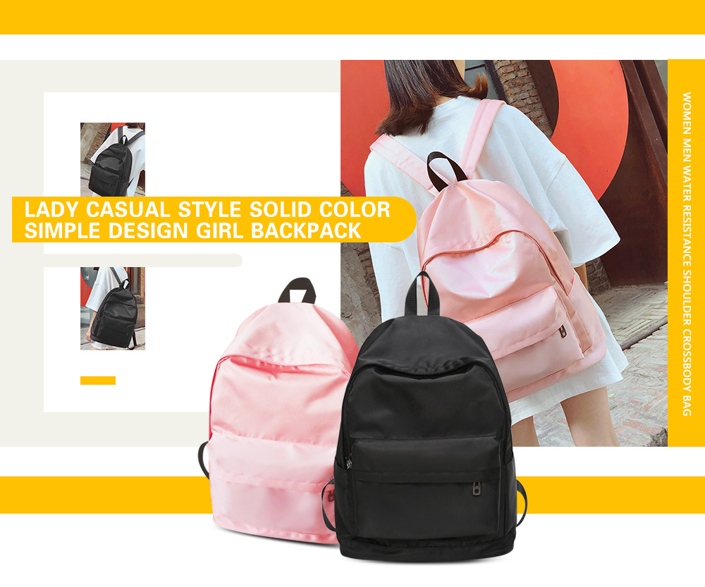 Guapabien Lady Casual Style Solid Color Simple Design Girl Backpack