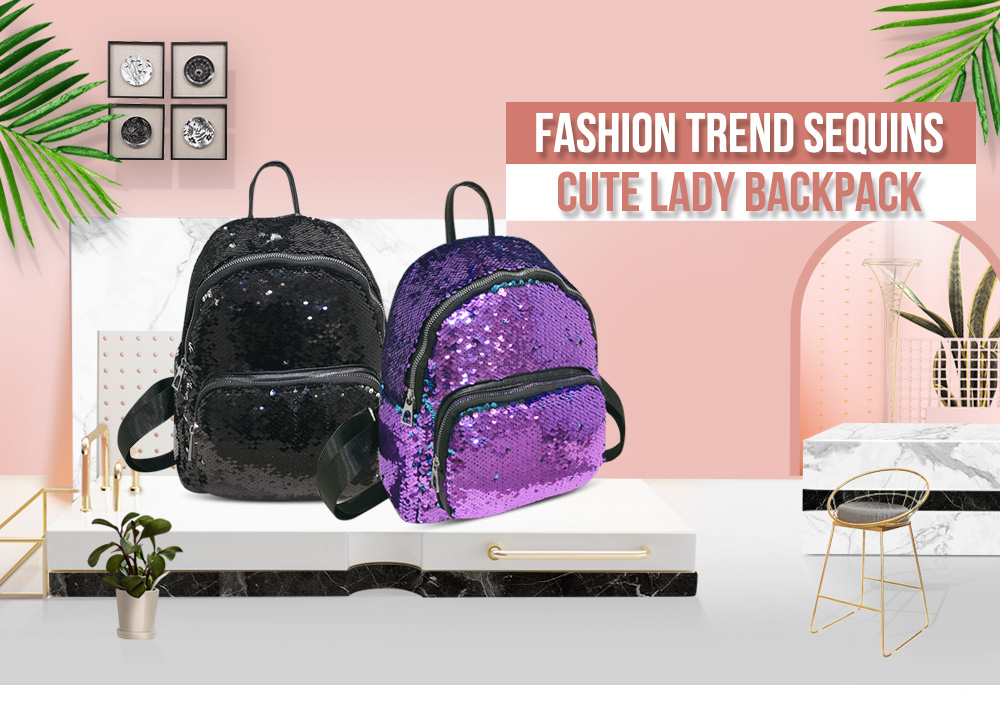 Guapabien Fashion Trend Sequins Cute Lady Backpack