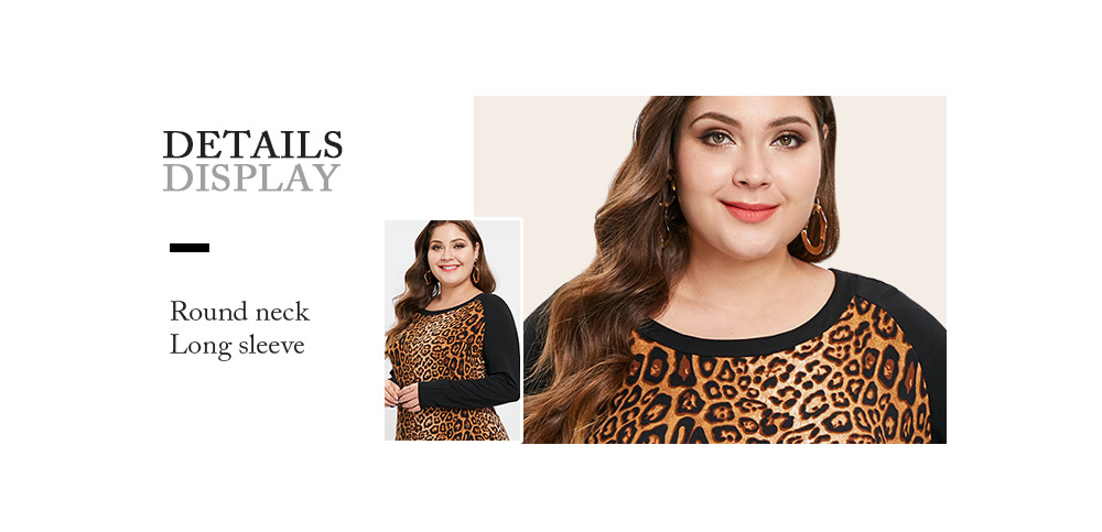 Plus Size Long Sleeves Leopard Bodycon Dress