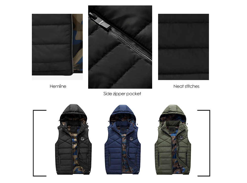 Male Fashion Slim Fit Hooded Down Vest for Men