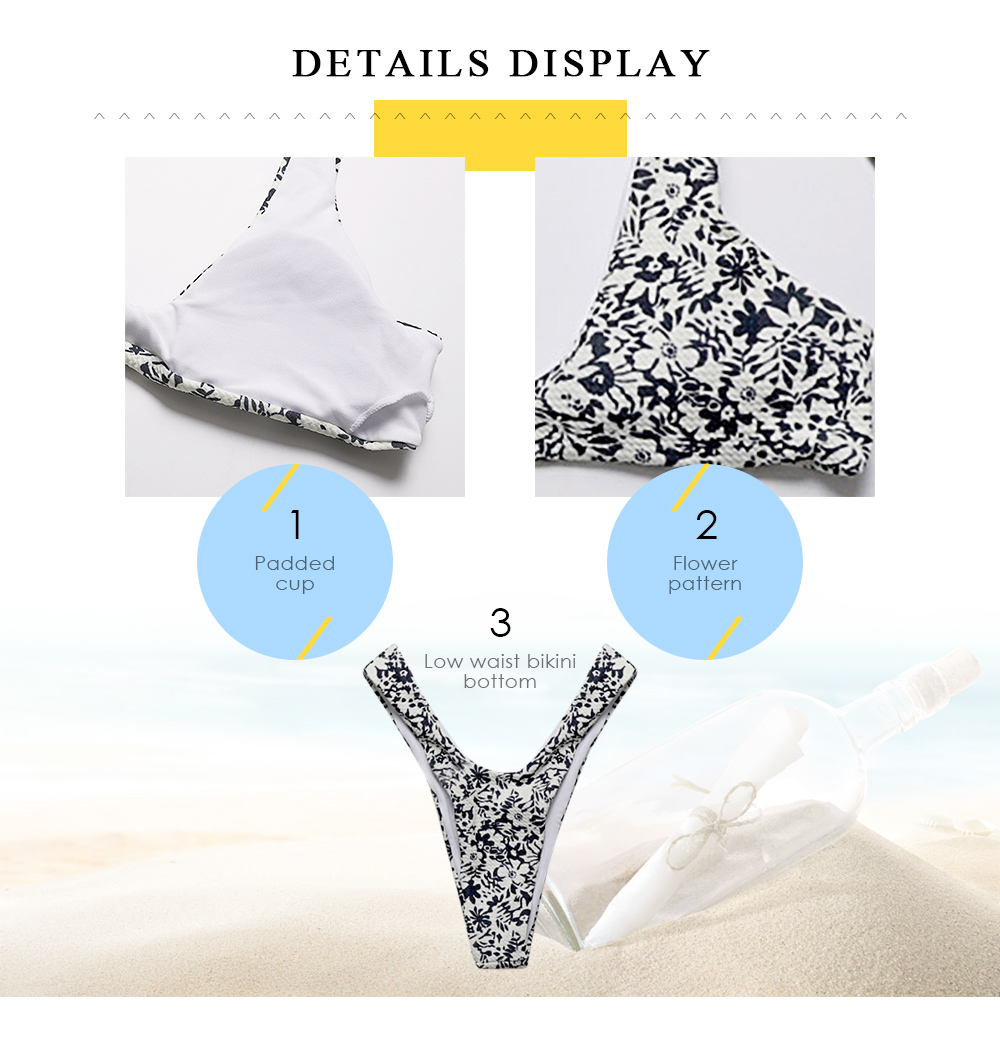 Women Flower Printed Sexy Bikini Set Swimsuit Swimwear