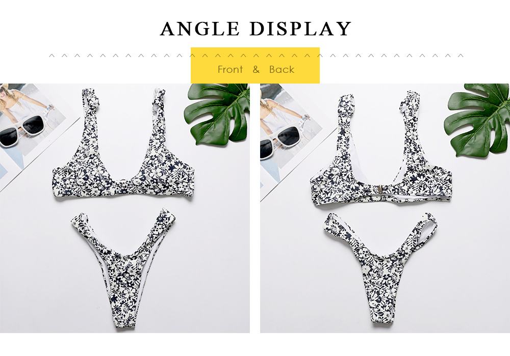 Women Flower Printed Sexy Bikini Set Swimsuit Swimwear