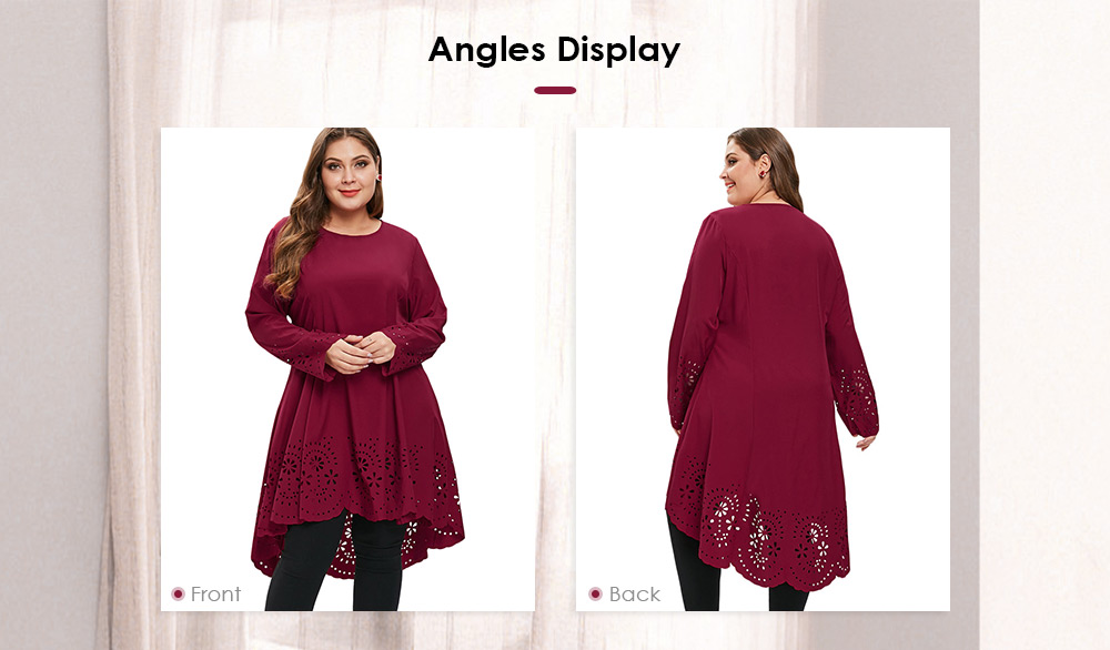 Plus Size Laser Cut High Low Dress