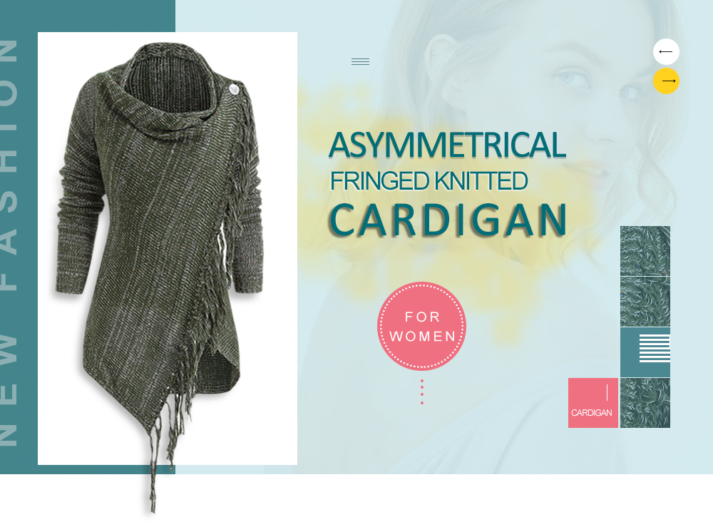 Asymmetrical Fringed Hem Cardigan