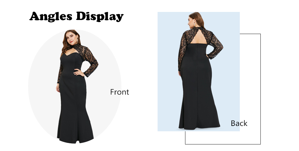 Plus Size Cut Out Lace Panel Mermaid Dress