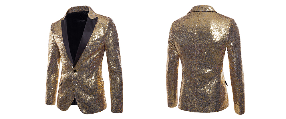 Performance Wear One Button Pockets Sequin Blazer