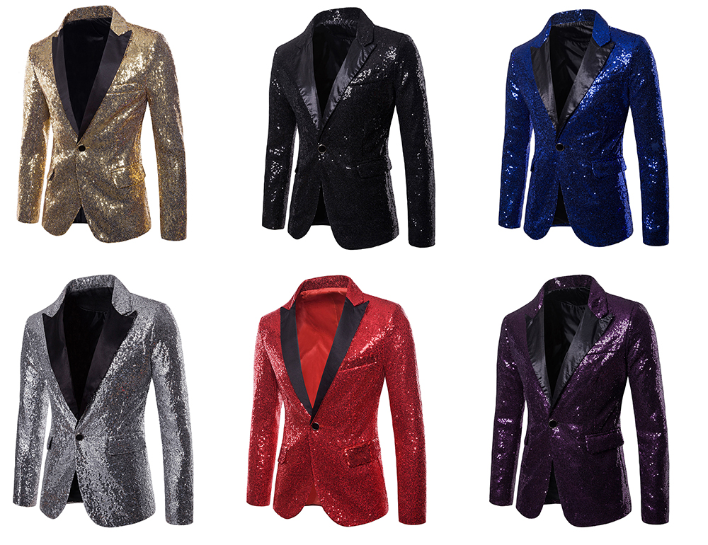 Performance Wear One Button Pockets Sequin Blazer