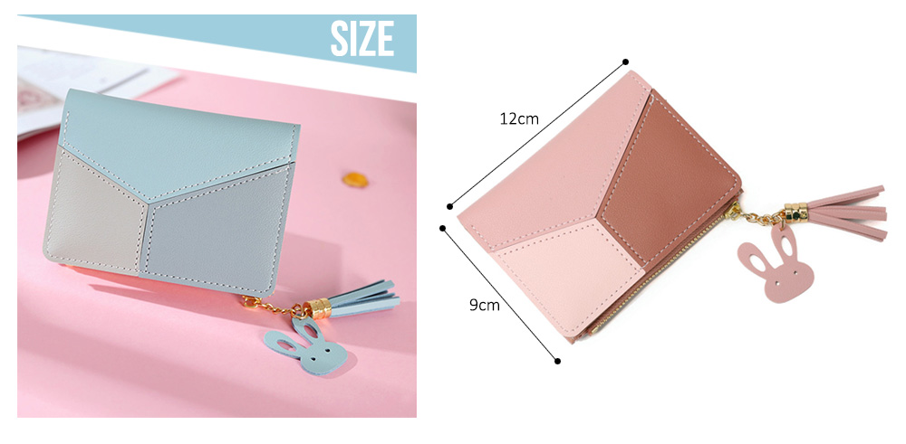 Guapabien Women PU Leather Color Blocking Short Wallet Lady Card Holder Female Coin Purse