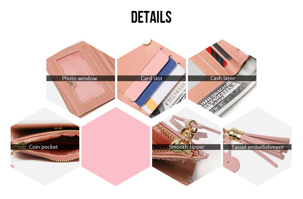 Guapabien Women PU Leather Color Blocking Short Wallet Lady Card Holder Female Coin Purse
