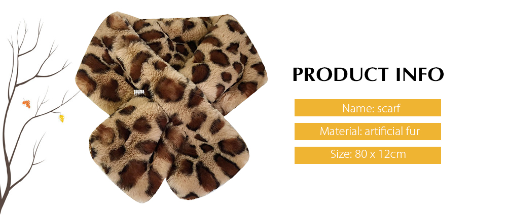 Unisex Leopard Pattern Fur Scarf Neck Warmer Wrap