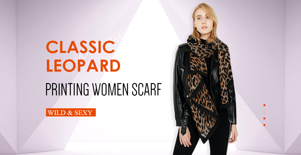 Classic Leopard Print Lightweight Women Long Wrap Shawl Scarf
