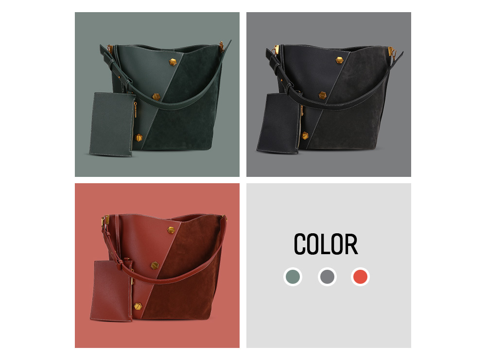 Unique Splice Versatile Ladies Matte Bucket Women Shoulder Bag