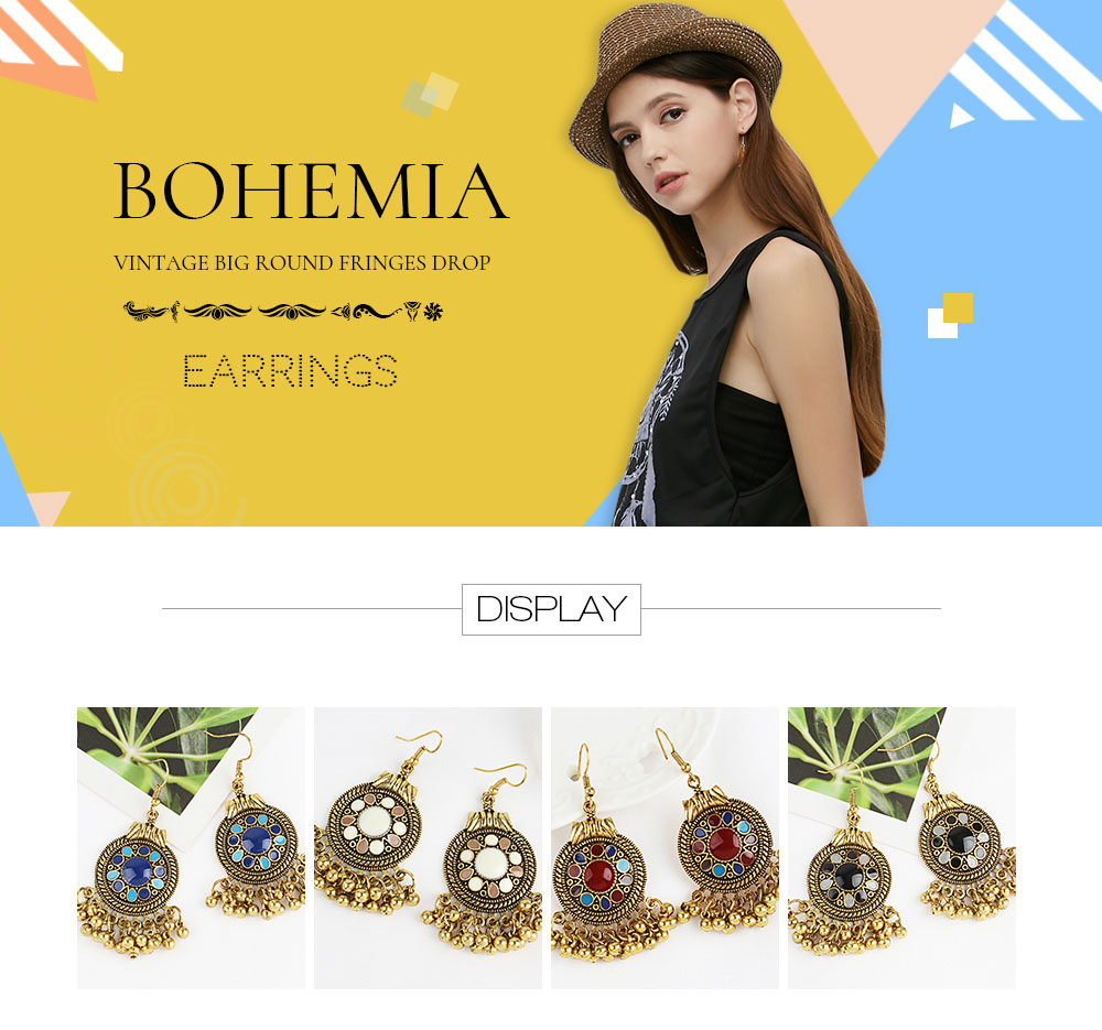 Trendy Bohemia Vintage Big Round Fringes Drop Earrings for Women
