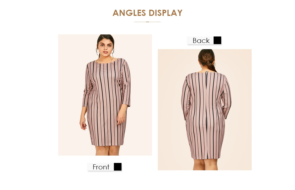 Plus Size Round Neck Striped Dress