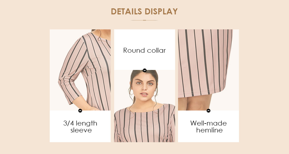 Plus Size Round Neck Striped Dress