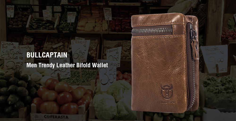 BULLCAPTAIN Trendy Leather Bifold Wallet for Men