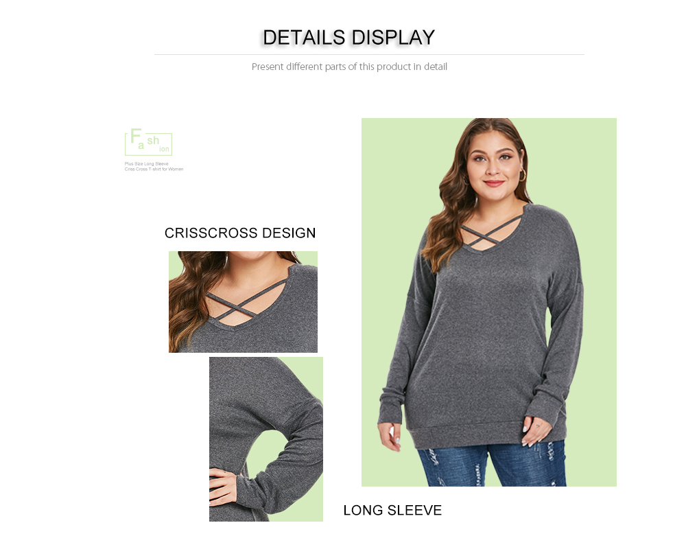 Criss Cross Plus Size Long Sleeve T-shirt