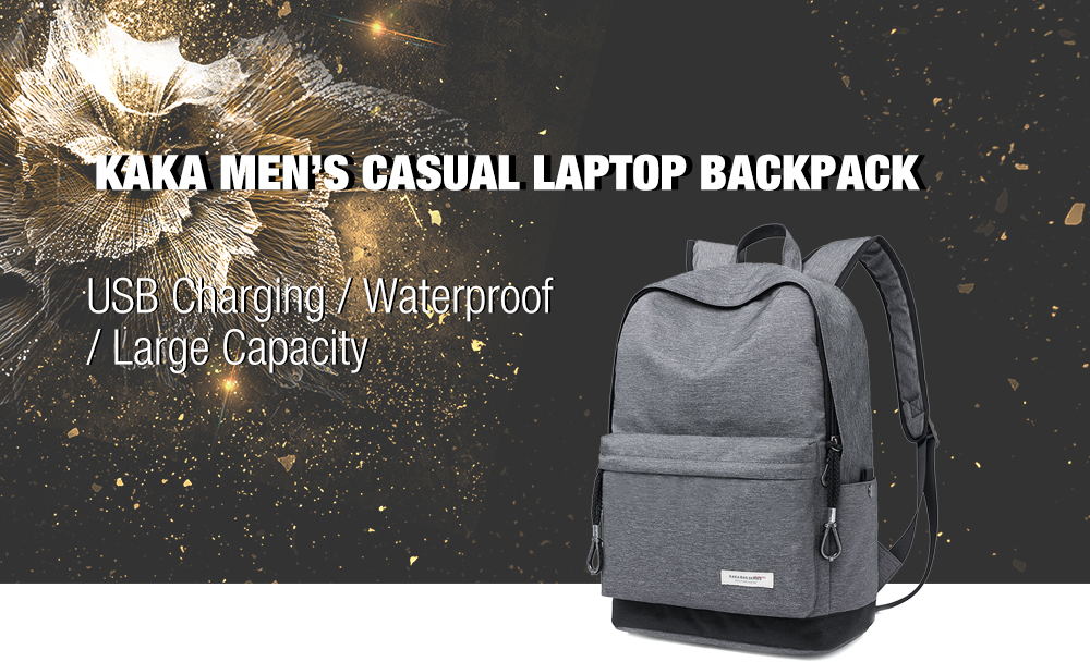 KAKA Casual Laptop Bag Male USB Charging Nylon Waterproof Men Backpack