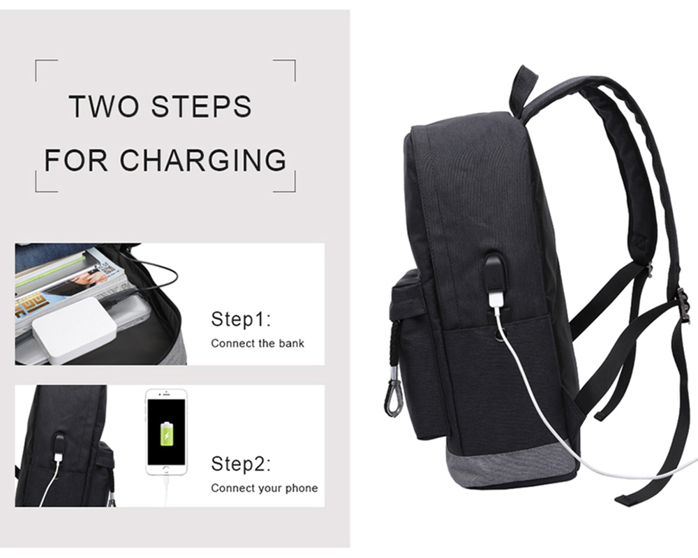 KAKA Casual Laptop Bag Male USB Charging Nylon Waterproof Men Backpack