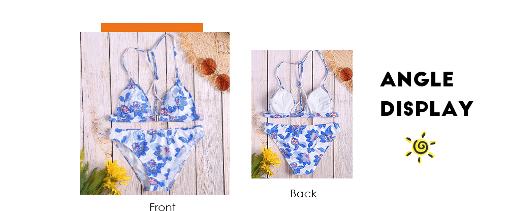 Printing Sexy Women Swimsuit Padded Front Push Up Bikini Set Beachwear