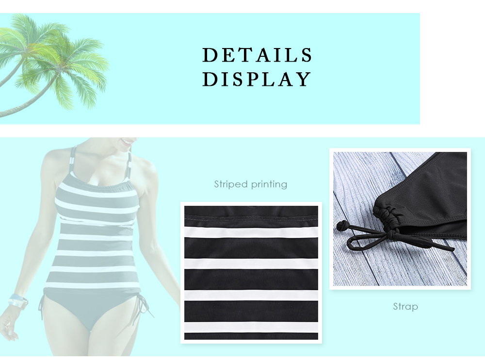 Women Sexy Striped Print Strap Two-piece Swimwear Stylish Bikini Set