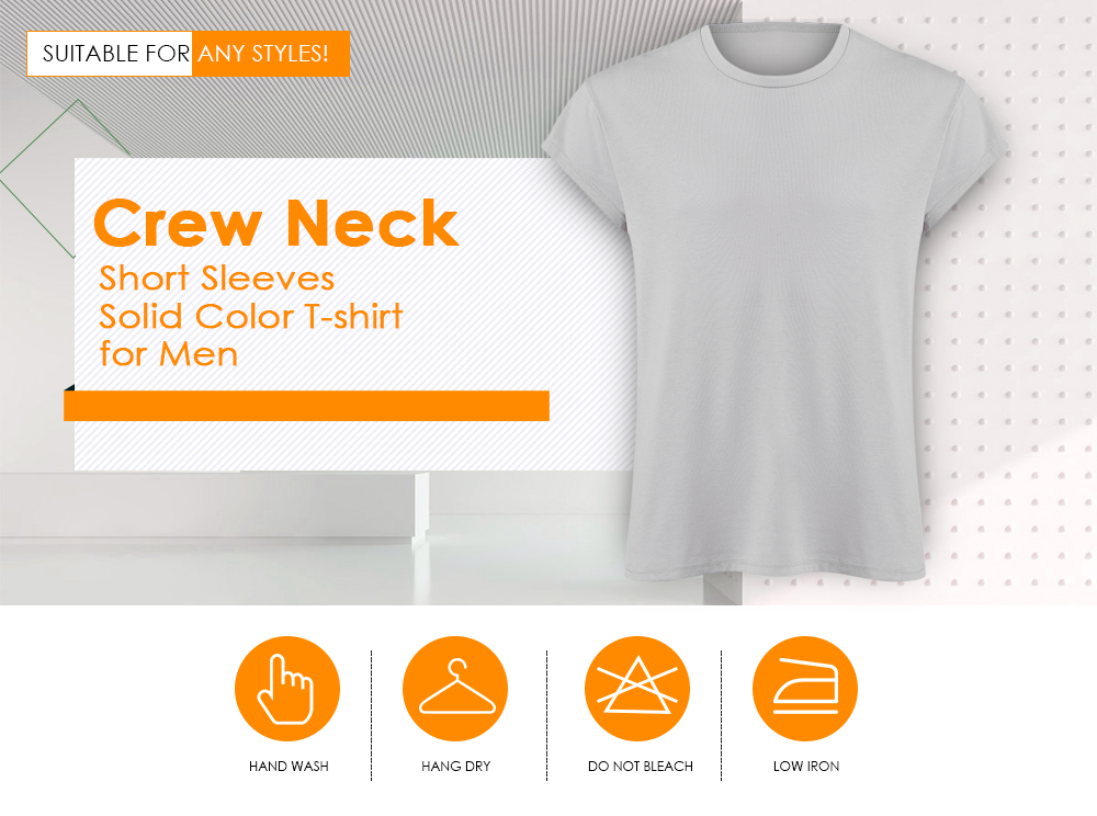 Crew Neck Short Sleeves Solid Color T-shirt for Men
