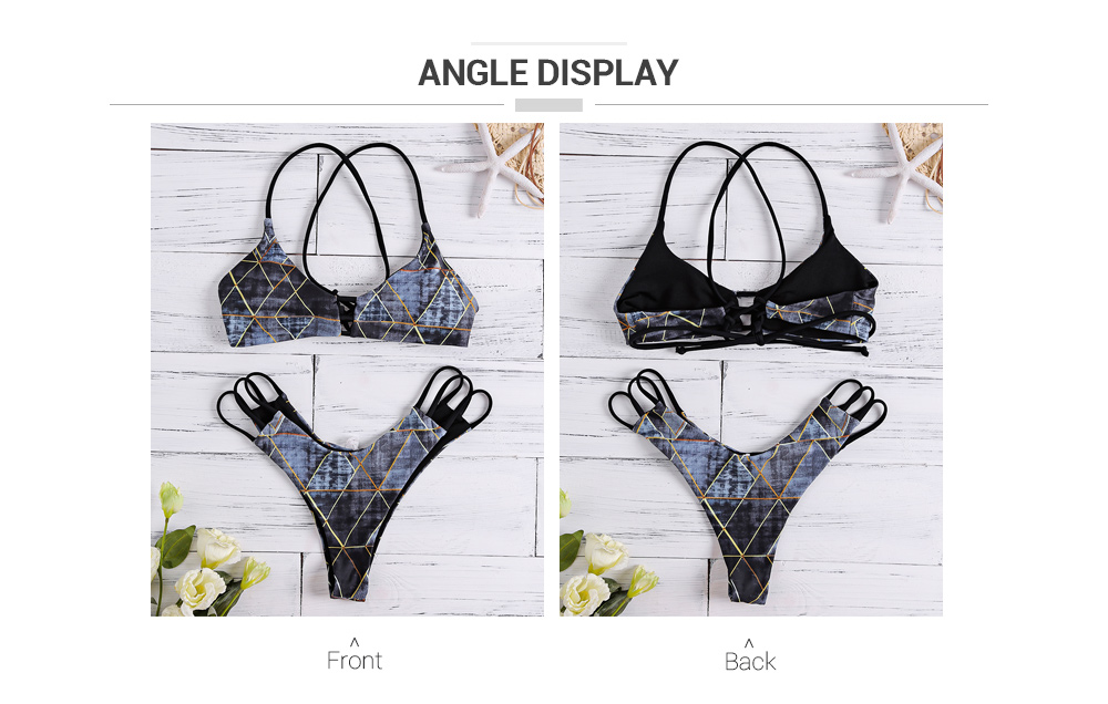 Printed Bikini Set Women Swimwear Padded Strap Side Bottom Bathing Suit