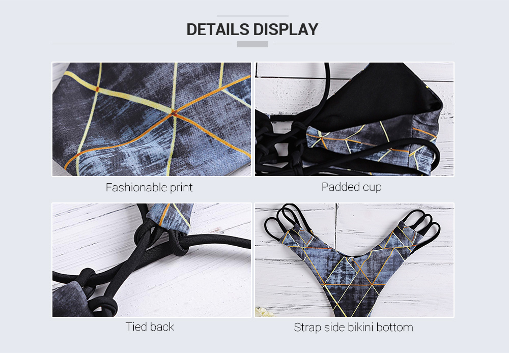 Printed Bikini Set Women Swimwear Padded Strap Side Bottom Bathing Suit