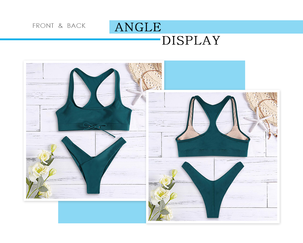 Tank Swimwear Solid Color Bikini Set Women Swimsuit Sport Style Bathing Suit