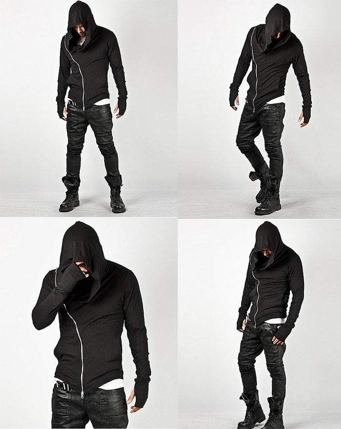 Solid Side Zipper Hooded Thin Jacket