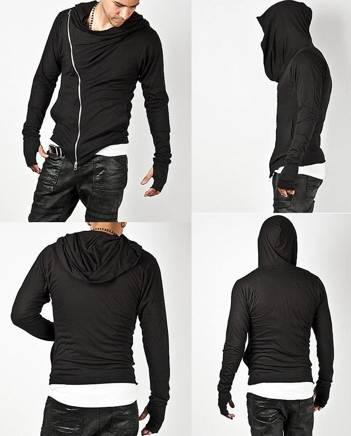 Solid Side Zipper Hooded Thin Jacket