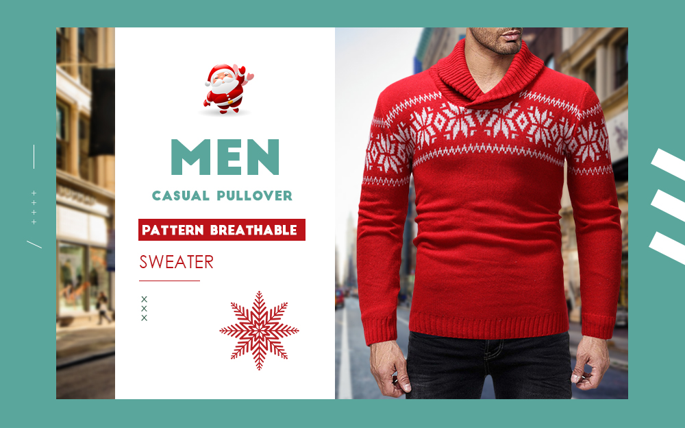 Men Casual Pullover Pattern Breathable Sweater