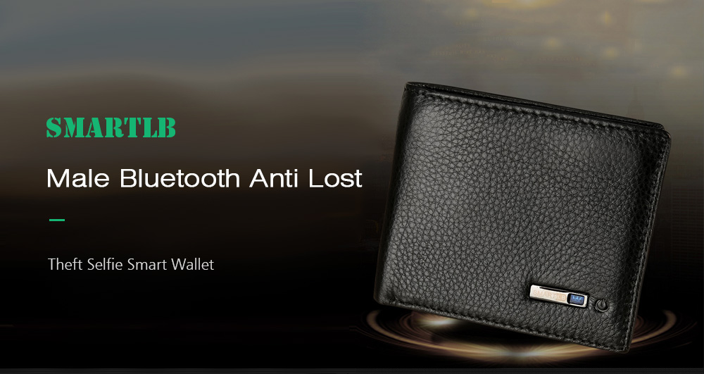 SMARTLB Men Genuine Leather Short Bluetooth Anti Lost / Theft Selfie Smart Wallet