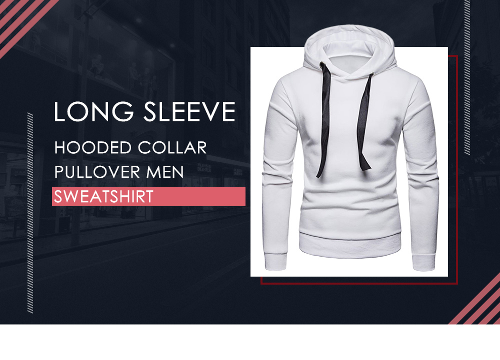 Long Sleeve Hooded Collar Pullover Men Sweatshirt