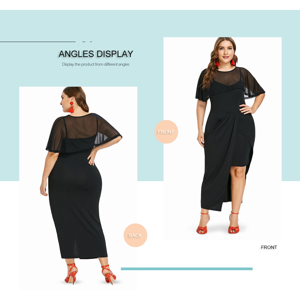 Plus Size Women Round Neck Short Sleeve Long Dress Twinset Tunic Clothing