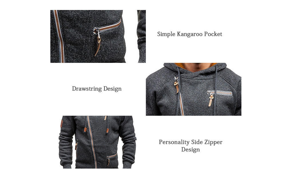 Men Personality Side Zipper Hooded Comfortable Hoodie