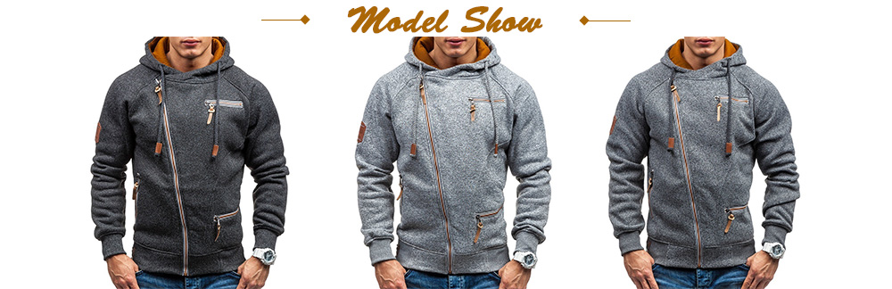 Men Personality Side Zipper Hooded Comfortable Hoodie